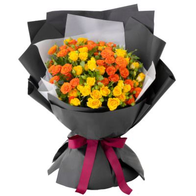 Букет из кустовых роз «Солнечное настроение»