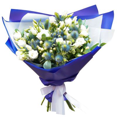 Авторский букет свежих цветов «Ледяной вихрь»