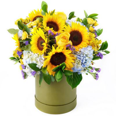 Цветы в цилиндрической коробке «Летний сон»